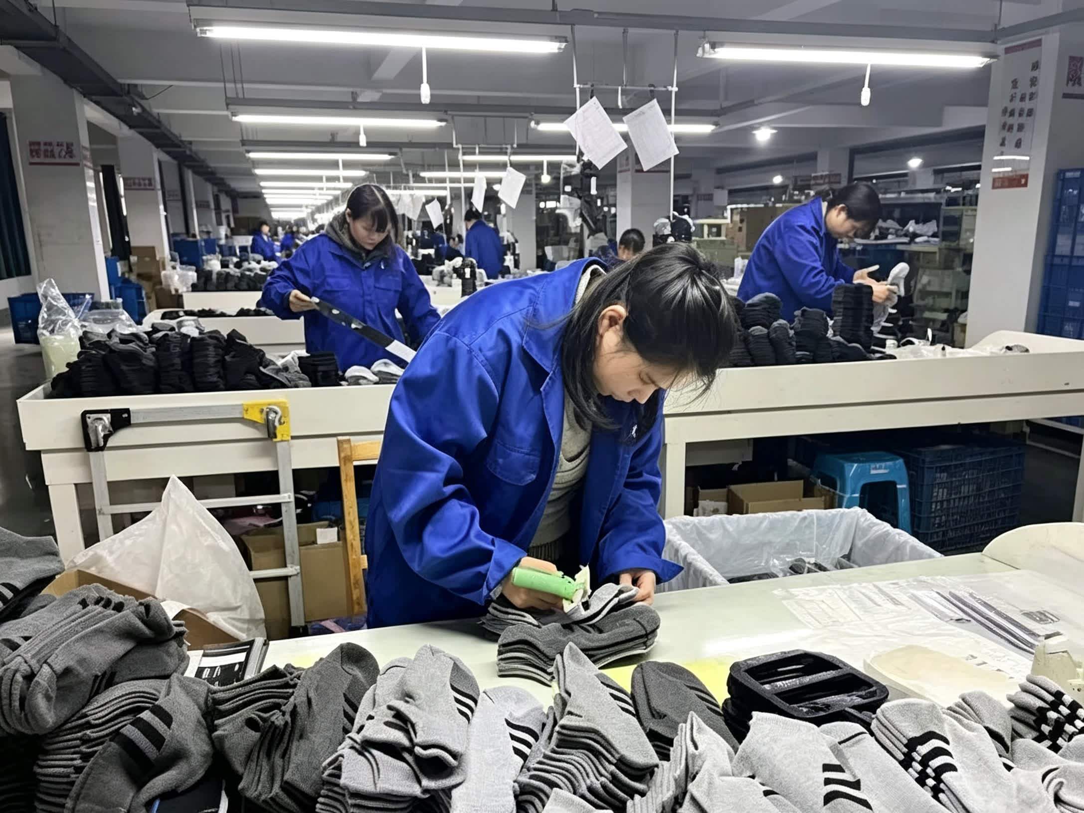 Wanzo Socks factory worker