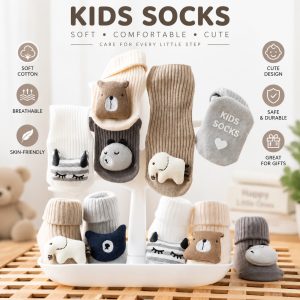 Baby 3D Cartoon Grip Socks | Non-Slip Floor Socks with Soft Cuff| Custom Baby Socks Manufacturer