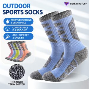 Women’s Cotton Crew Socks | Thick Terry Cushion Outdoor Sports Socks| Custom Crew Socks Manufacturer