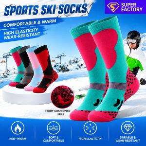 Kids' Cotton Thermal Ski Socks | Thick Terry Cushion Winter Outdoor Socks | Custom Knee High Socks Manufacturer