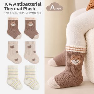 Baby Fleece Lined Winter Socks | Warm Seamless Cotton Crew Socks for Infants | Custom Baby Socks Manufacturer