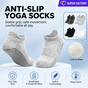 Women’s Grip Yoga Socks | Terry Cushion Ballet & Fitness Socks | Custom Ankle Socks Manufacturer
