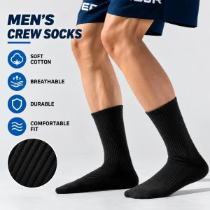 Men’s Plus Size Cotton Crew Socks | Thick Terry Cushion Sports Socks l Socks Manufacturer