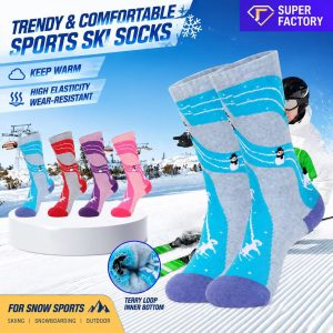 Kids’ Thermal Wool Ski Socks | Thick Terry Cushion Non-Slip Winter Socks| Custom Knee High Socks Manufacturer