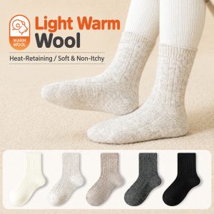 Kids’ Wool Thermal Crew Socks | Thick Warm Winter Socks for Boys & Girls | Custom Kids Socks Manufacturer