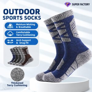 Men's Thick Cushion Hiking Crew Socks | Breathable Moisture Wicking Outdoor Socks| Custom Crew Socks Manufacturer