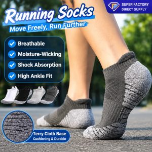 Men’s Combed Cotton Cushion Socks | Breathable Moisture Wicking Ankle Socks | Custom Ankle Socks Manufacturer
