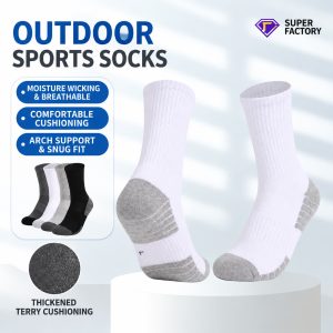 Men’s Thick Cushion Hiking Crew Socks | Moisture Wicking Outdoor Sports Socks| Custom Crew Socks Manufacturer