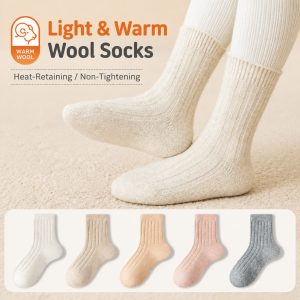 Kids’ Wool Thermal Crew Socks | Thick Seamless Winter Socks for Boys & Girls | Custom Kids Socks Manufacturer