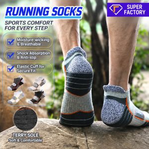 Combed Cotton Cushion Socks | Breathable Moisture Wicking No Show Hiking Socks | Custom Ankle Socks Manufacturer
