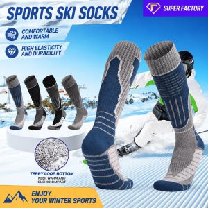 Unisex Thermal Ski Socks | Thick Terry Cushion Non-Slip Hiking Socks| Custom Knee High Socks Manufacturer