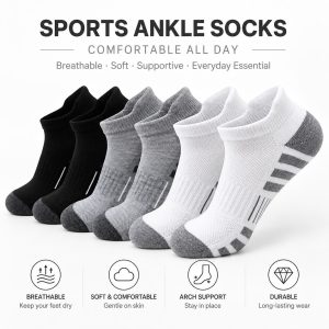 Men’s Cushion Basketball Socks | Terry Sole Breathable Sports Socks | Custom Ankle Socks Manufacturer