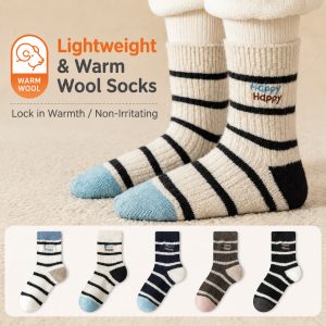 Kids’ Wool Thermal Crew Socks | Thick Seamless Winter Socks for Boys & Girls | Custom Kids Socks Manufacturer