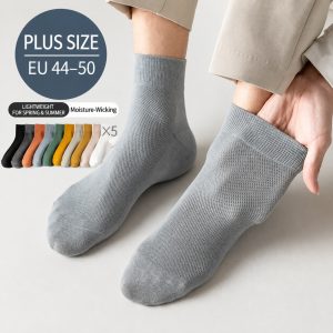 Men’s Large Size Mesh Cotton Crew Socks – Thin Breathable Summer Socks for Wholesale