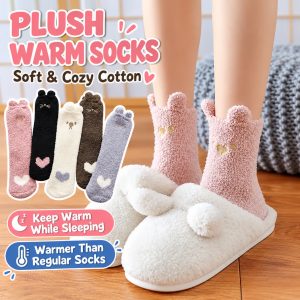 Women’s Coral Fleece Socks | Thick Fleece Lined Cartoon Slipper Socks
