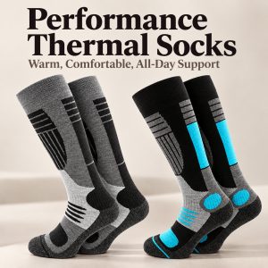 Unisex Thermal Ski Socks, Thick Warm Long Tube Outdoor Sports Socks, Terry Hiking Socks for Snowboarding, Mountaineering and Winter Activities