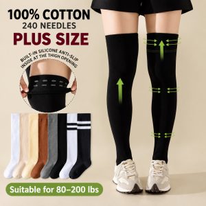 Women’s Plus Size Thigh High Socks | Extra Long Cotton Winter Socks | school socks