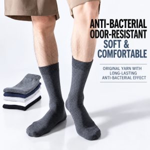 Men's Plus Size Cotton Dress Socks | EU 43-50 Breathable Crew Socks