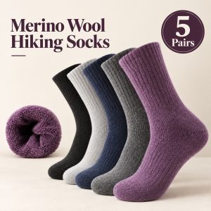 Women’s Thick Wool Winter Socks, Fleece-Lined Warm Cashmere Socks, Mid-Calf Thermal Socks for Autumn and Winter