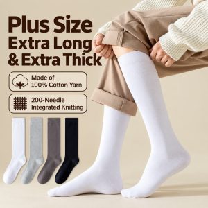 Men’s Plus Size Knee High Socks | Extra Long Cotton Socks | Slim Fit Calf Socks | school socks