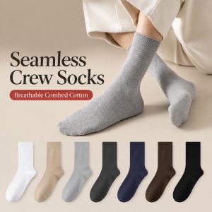 Men’s Combed Cotton Crew Socks – Anti-Odor Breathable Socks for Fall & Winter Wholesale