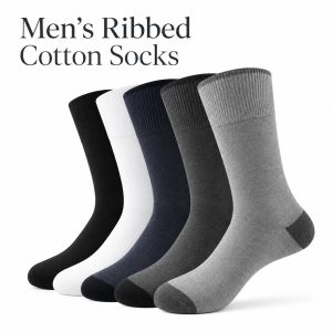 Men’s Combed Cotton Crew Socks – Color Block Long Socks, Large Size Casual Socks for Spring & Summer Wholesale