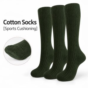 Men’s Extra Thick Brushed Terry Socks – Long Military-Style Socks with Double Needle Stitching and Cushioned Terry Soles for Wholesale