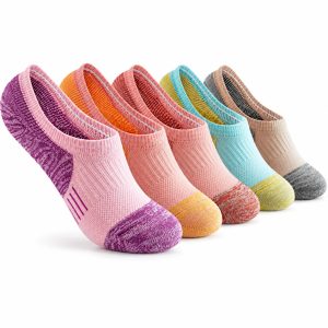 Women's Thick Terry Cushion Cotton No Show Socks | Breathable Mesh Non-Slip Sports Socks