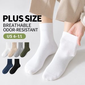 Women’s Plus Size Cotton Crew Socks – Lightweight Seamless Toe Socks for Spring & Summer Wholesale