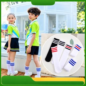 Kids’ Striped Knee High Socks | Breathable Cotton School Socks