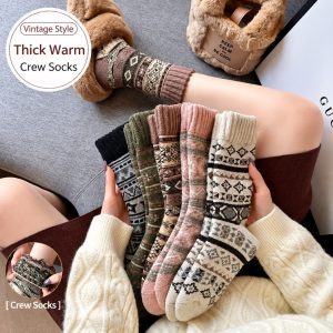 Women’s Thick Thermal Crew Socks | Retro Ethnic Style Winter Socks