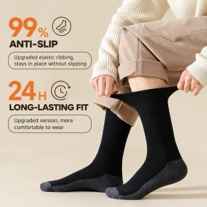Men’s Terry Cushion Sports Crew Socks | Plus Size Thermal Winter Socks l Socks Manufacturer