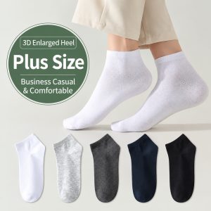 Men’s Plus Size Cotton Ankle Socks | Breathable Anti-Odor Socks