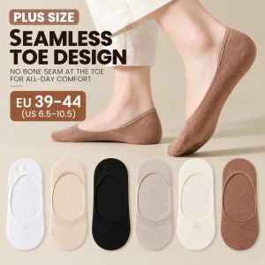 Women’s Plus Size Cotton No Show Socks | Stay-Put Non-Slip Design | Custom Invisible Socks Manufacturer
